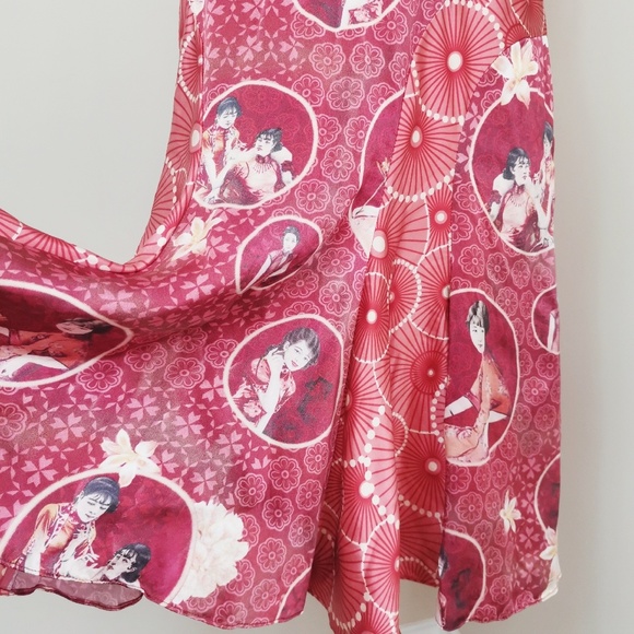 Vintage 100% Silk Chinese Floral Dress Size 10 - Picture 4 of 8